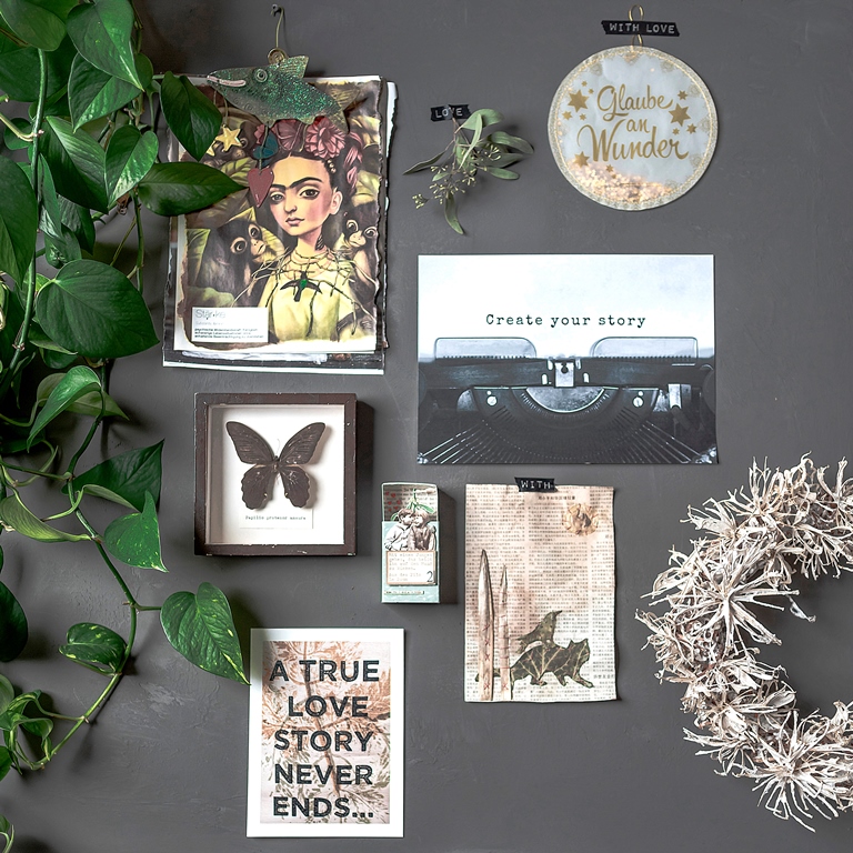 Moodboard mit dem Poster Create your story